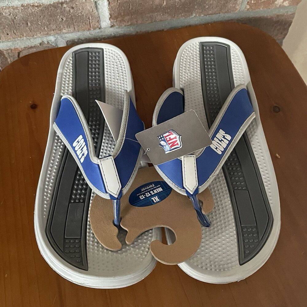 NEW Indianapolis Colts Men's Size 12 / 13 Flip Flops NFL Logo Flip Flops